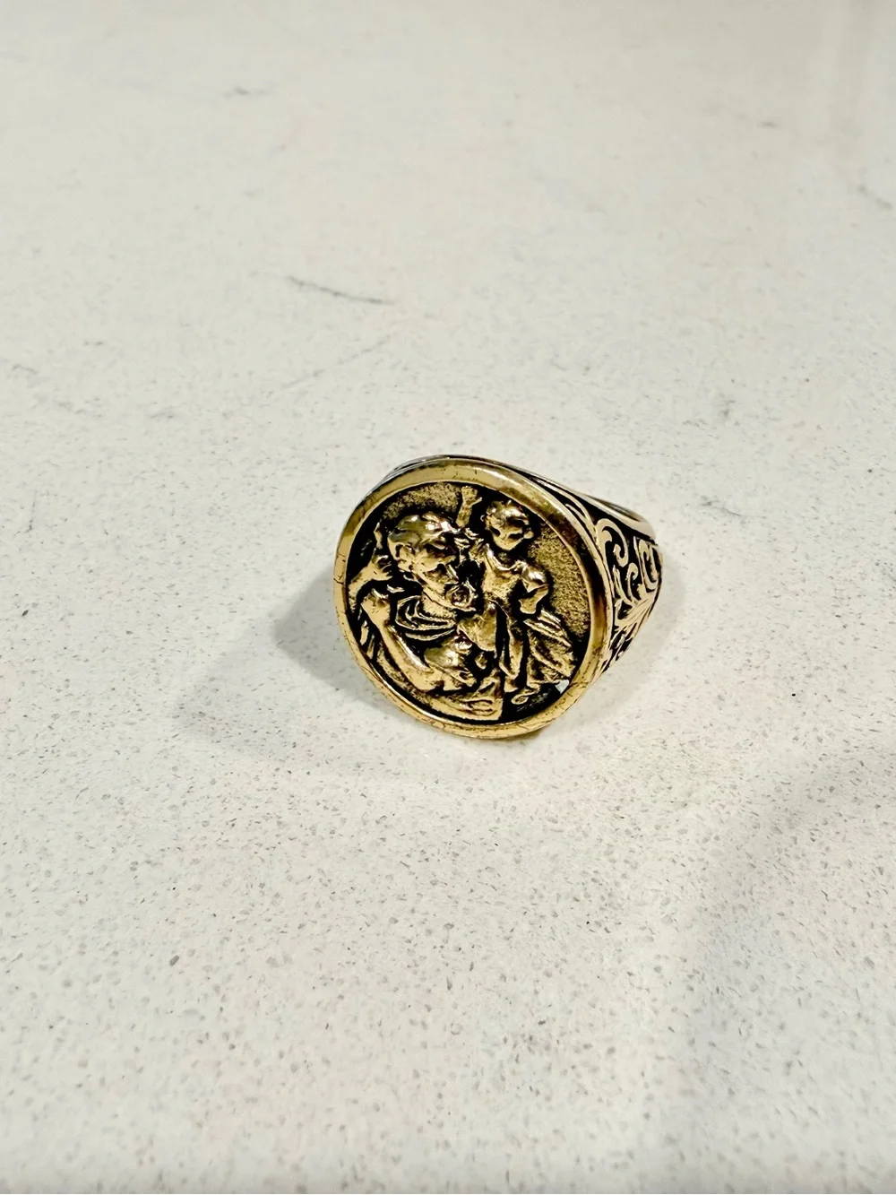 Men's Gold St. Christopher Signet Ring